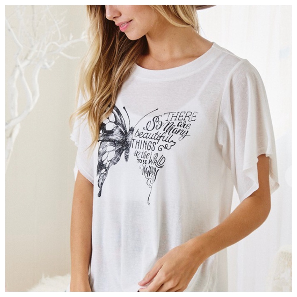 Fabulous Butterfly Graphic Slub Top - Picture 4 of 5